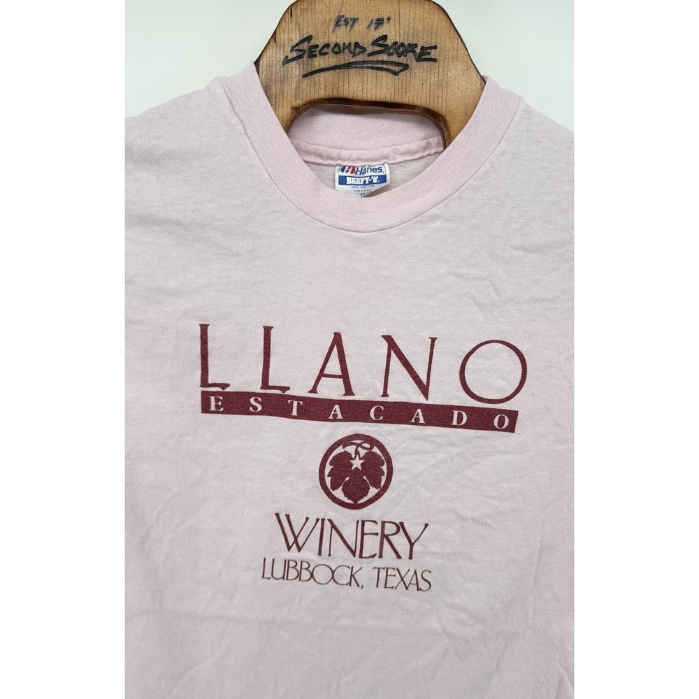 Vintage 90's Llano Estacado Winery Pink T Shirt Hanes Beefy-T USA Made XL Texas